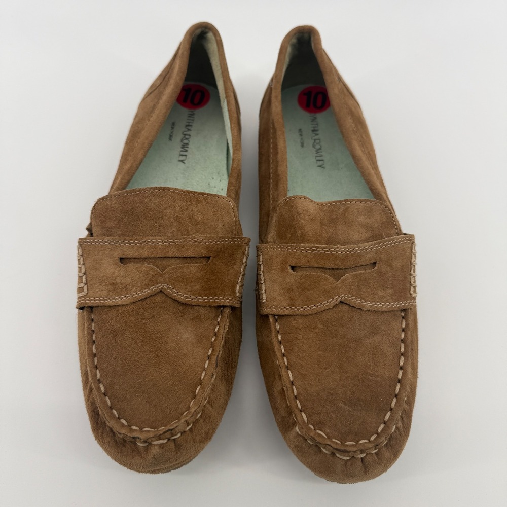 Cynthia Rowley Hazel Squeeze Brown Suede Penny Loafers Driving Mocs Womens 10M